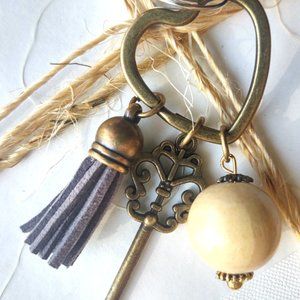 Vintage Keychain & Heart Keyring